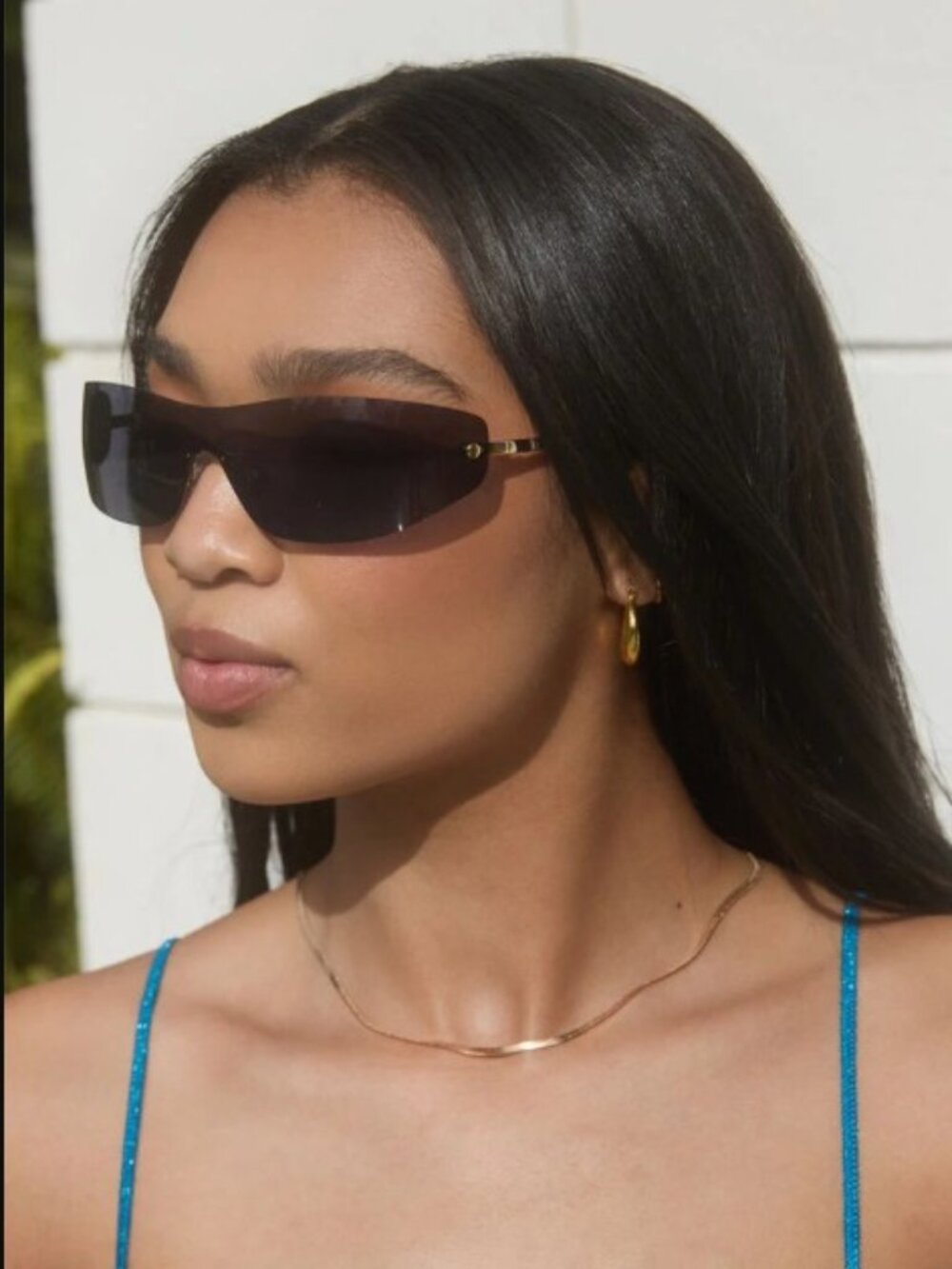 Pacsun Romy Metal Shield Sunglasses Black NWT